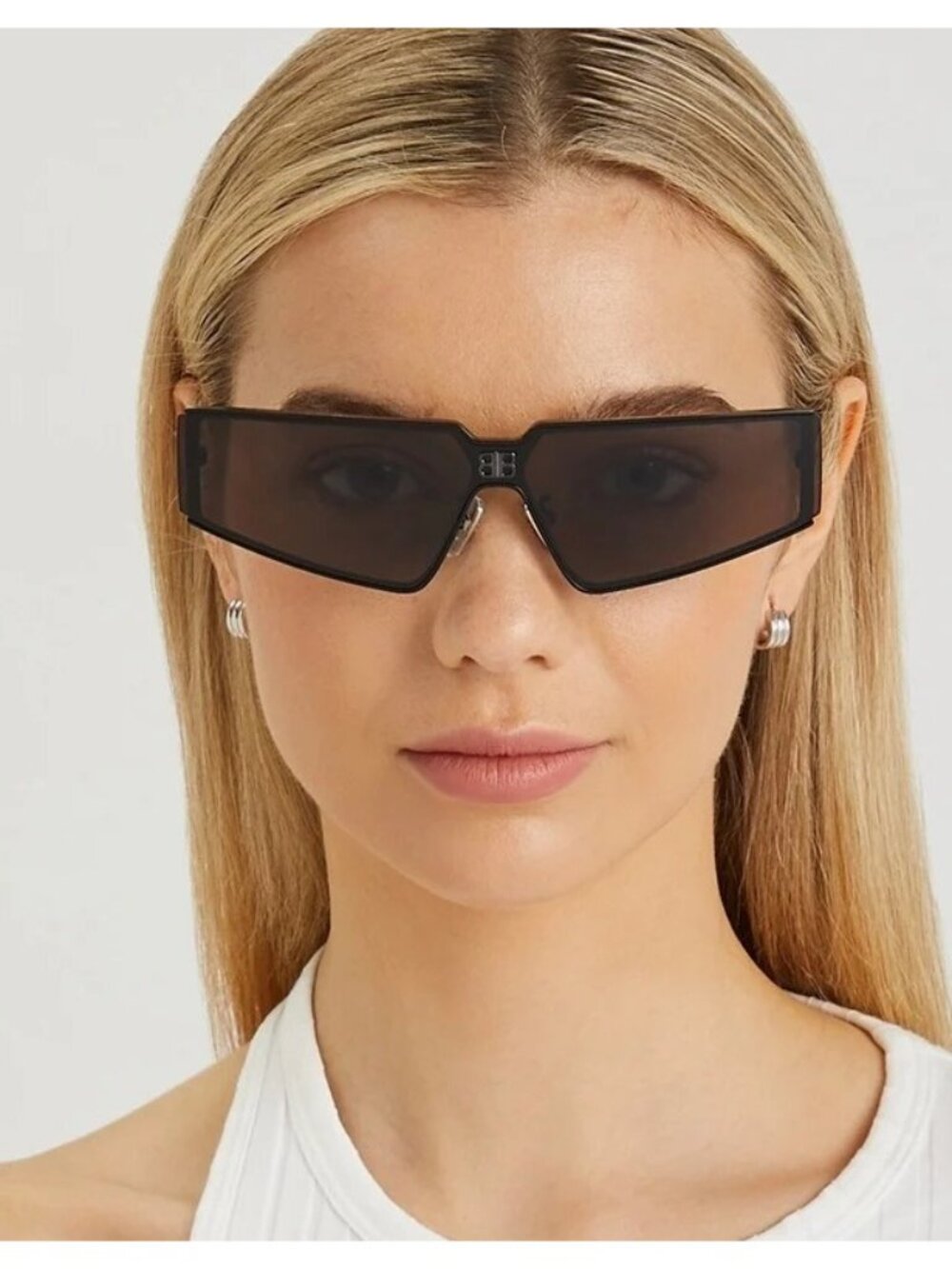 NEW BALENCIAGA BB0192S 001 BLACK SHIELD UNISEX SUNGLASSES BALENCIAGA EYEWEAR - Picture 2 of 9